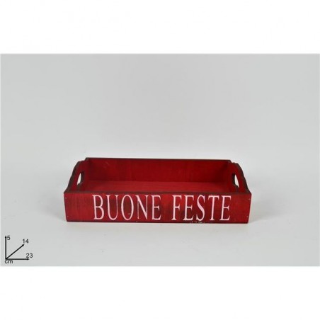 INGROSSO ARTICOLI NATALIZI VASSOIO LEGNO BUONE FESTE ROSSO ART.DXQ1 9-871/BF-R 8033113052484 INGROSSO ACCESSORI NATALIZI PER LA