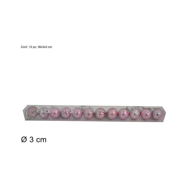 BOX 12PALLINE 3CM FILO ROSA ART.DBSM1003 EAN 8033113990762 INGROSSO PALLINE DI NATALE E PUNTALI
