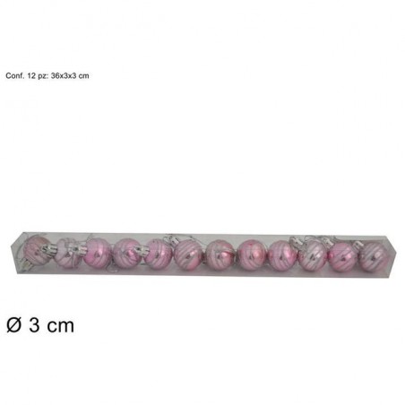 BOX 12PALLINE 3CM FILO ROSA ART.DBSM1003 EAN 8033113990762 INGROSSO PALLINE DI NATALE E PUNTALI
