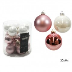 INGROSSO ARTICOLI NATALIZI SET 18 PALLE VETRO ROSA 30MM ASS 8015361281717 INGROSSO ADDOBBI ALBERO NATALE