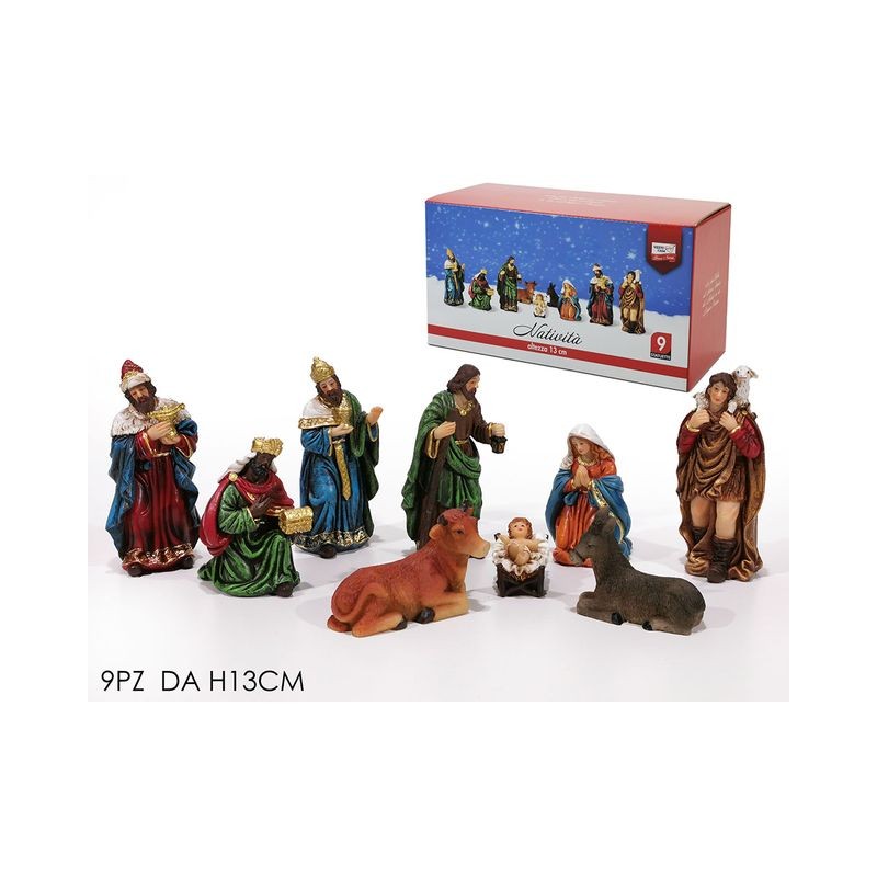 SET NATIVITA 9PZ H13CM EAN 8015361273088 INGROSSO PERSONAGGI PER IL PRESEPE E ANIMALI
