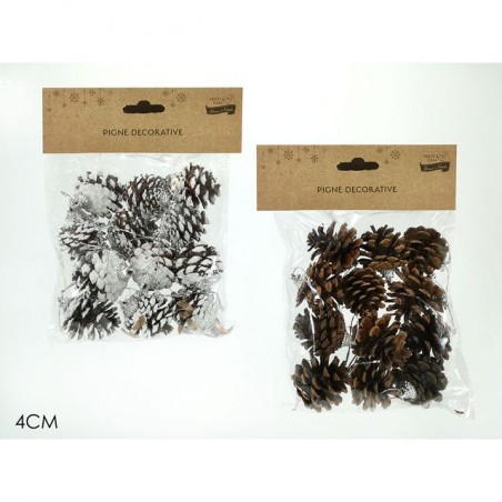 SET 12 PIGNE 4CM 2ASS EAN 8015361206987 INGROSSO ARTICOLI DECORAZIONI NATALIZIE