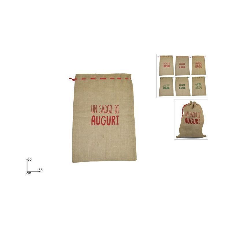 SACCO JUTA CM.80X55 C/SCRITTA EAN 8033113522642 INGROSSO COSTUME BABBO NATALE ADULTI