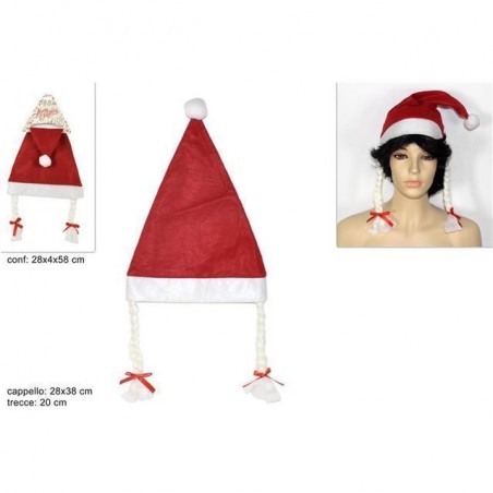 INGROSSO ARTICOLI NATALIZI CAPPELLO NATALE C/TRECCE 8027501619007 INGROSSO TRAVESTIMENTI NATALIZI CAPPELLI NATALIZI