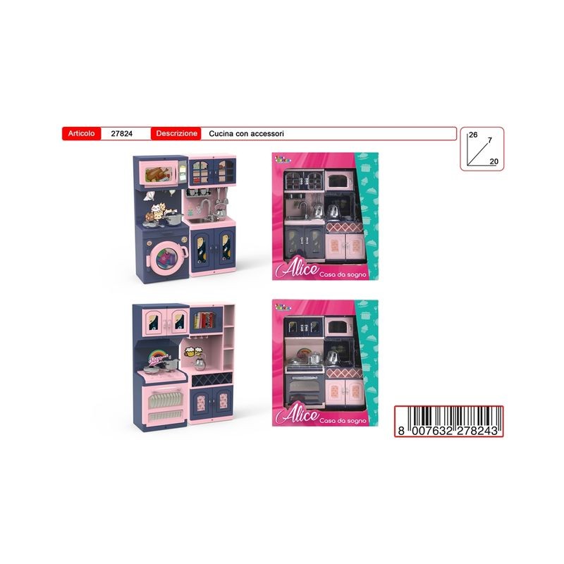 SET CUCINA DOPPIA IN SCATOLA EAN 8007632278243 INGROSSO ACCESSORI PER BAMBOLE