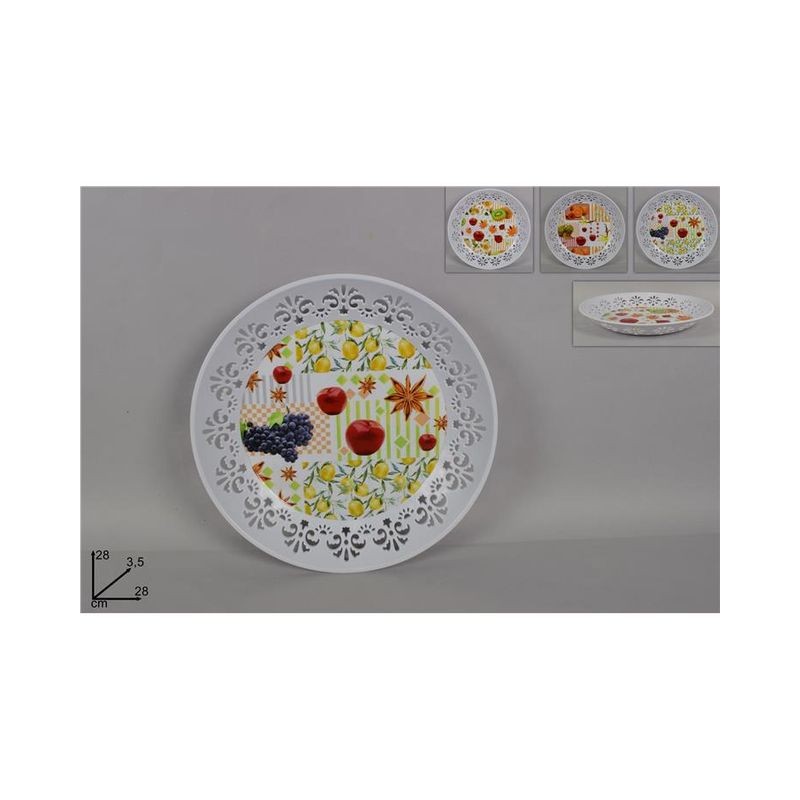 VASSOIO TONDO C/INCISIONE FANTASIA FRUTT EAN 8034048496107 INGROSSO VASSOI E DISCHI