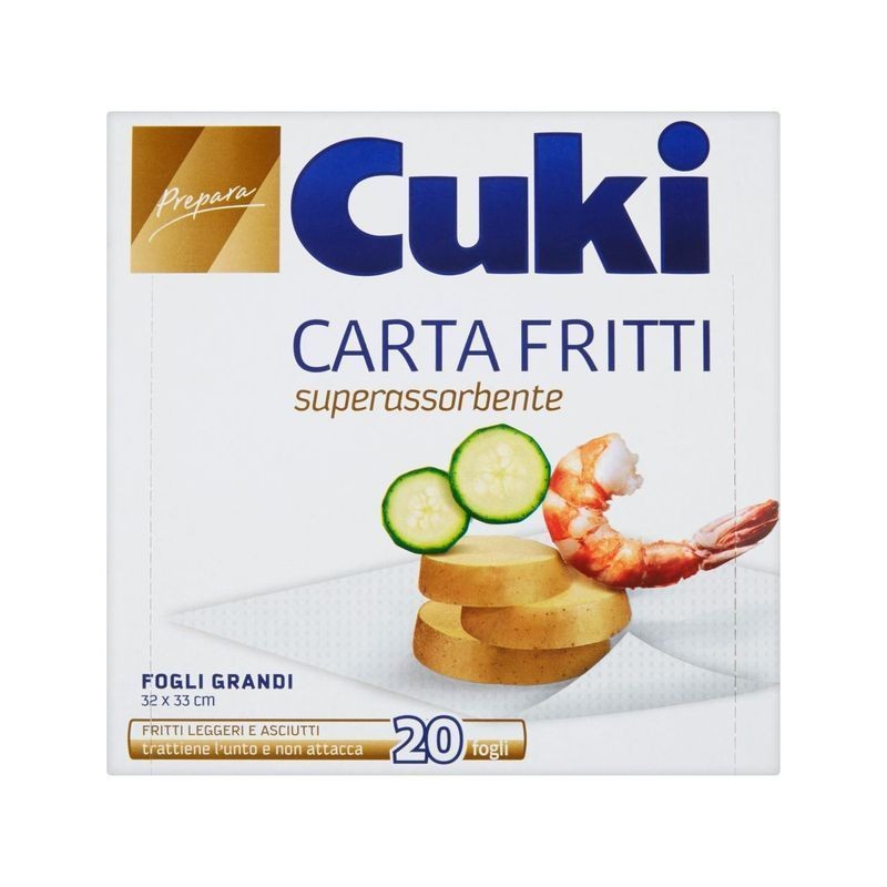 CUKI CARTA FRITTI 20PZ 50002D EAN 8003980210010 INGROSSO VASCHETTE DI ALLUMNIO E BOBINE PER ALIMENTI