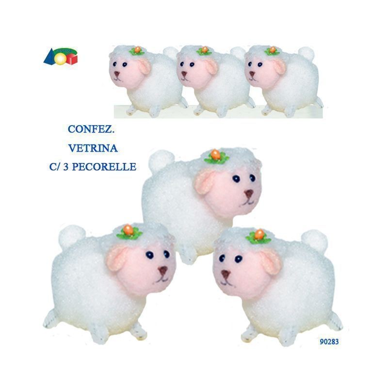CONF. TRASP. C/ 3 AGNELLINI EAN 8055742228689 INGROSSO DECORAZIONI PER PASQUA