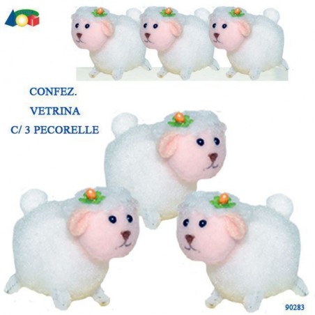 CONF. TRASP. C/ 3 AGNELLINI EAN 8055742228689 INGROSSO DECORAZIONI PER PASQUA