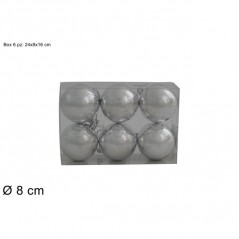 INGROSSO PALLE 8CM 6PZ SILVER IN BOX PVC 8053482121475 INGROSSO ADDOBBI ALBERO NATALE PALLINE DI NATALE E PUNTALI