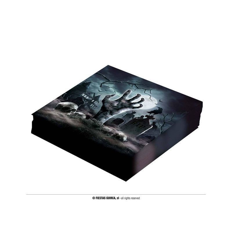 TOVAGLIOLI CIMITERO 33X33 CM PZ.12 EAN 8434077242797 INGROSSO ACCESSORI HALLOWEEN TAVOLA