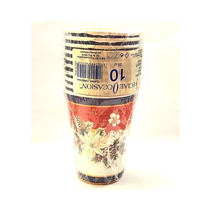 BICCHIERI CL.20 PZ.10 CLASSIC XMAS EAN 8003990601105 INGROSSO BICCHIERI NATALIZI