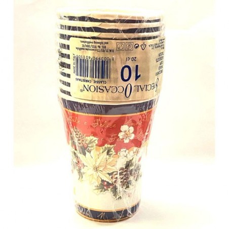 INGROSSO BICCHIERI CL.20 PZ.10 CLASSIC XMAS 8003990601105 INGROSSO ACCESSORI NATALIZI PER LA TAVOLA BICCHIERI NATALIZI