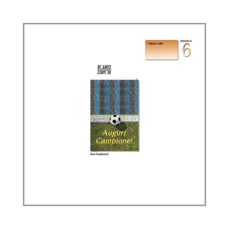 BIGLIETTI COMPLEANNO CALCIO BC.6802 C.6 EAN 8001608368020 INGROSSO BIGLIETTI COMPLEANNO