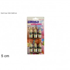 INGROSSO CANDELINE BOTTIGLIE DI CHAMPAGNE 6PZ 8034048390399 INGROSSO ARTICOLI PER FESTE CANDELE COMPLEANNO