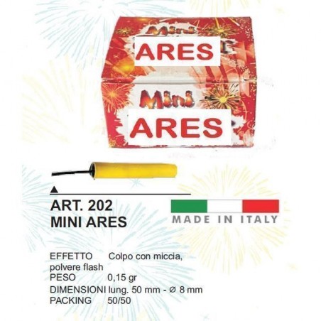 INGROSSO FUOCHI D'ARTIFICIO MINI ARES PZ.50 C.50 8057206070827 INGROSSO FUOCHI PER FESTE PETARDI
