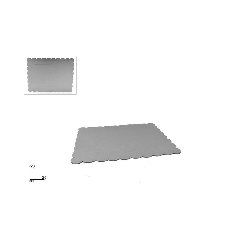 VASSOIO DOLCI RETT CARTONECM20X26 SILVER EAN 8034048436790 INGROSSO VASSOI E DISCHI