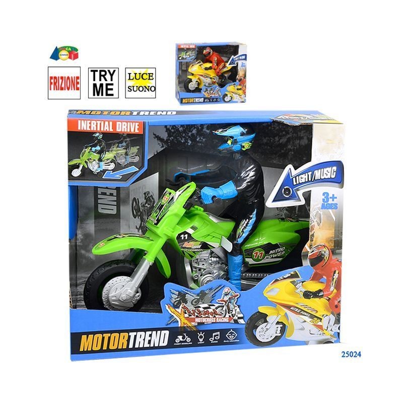 MOTO STRADA/CROSS/PILOTA/LUCE/SUONI TRYM EAN 8057438020355 INGROSSO MODELLINI AUTO LUCI E SUONI