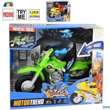 MOTO STRADA/CROSS/PILOTA/LUCE/SUONI TRYM EAN 8057438020355 INGROSSO MODELLINI AUTO LUCI E SUONI