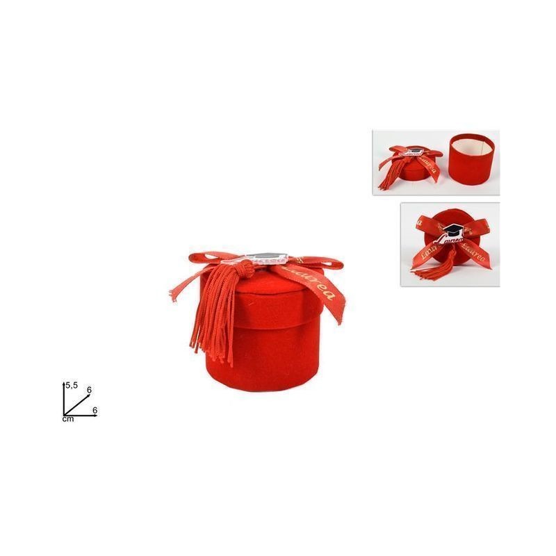 RICORDO LAUREA SCAT TONDA C/FIOCCO ROSSO EAN 8034048567227 INGROSSO BOMBONIERE