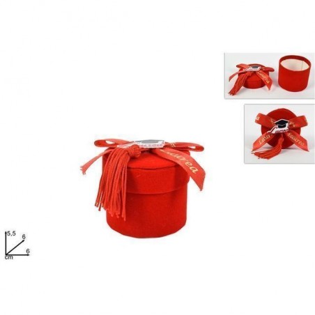 RICORDO LAUREA SCAT TONDA C/FIOCCO ROSSO EAN 8034048567227 INGROSSO BOMBONIERE