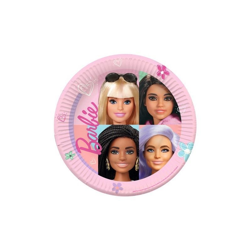 PIATTI CM.23 PZ.8 BARBIE SWEET LIFE EAN 0194099137812 INGROSSO PIATTI PER PARTY