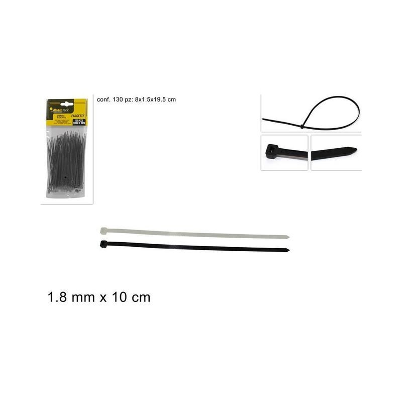 FASCETTE 130PZ 1,8mmX10CM 2COL EAN 8034048573587 INGROSSO CORDE E FASCETTE