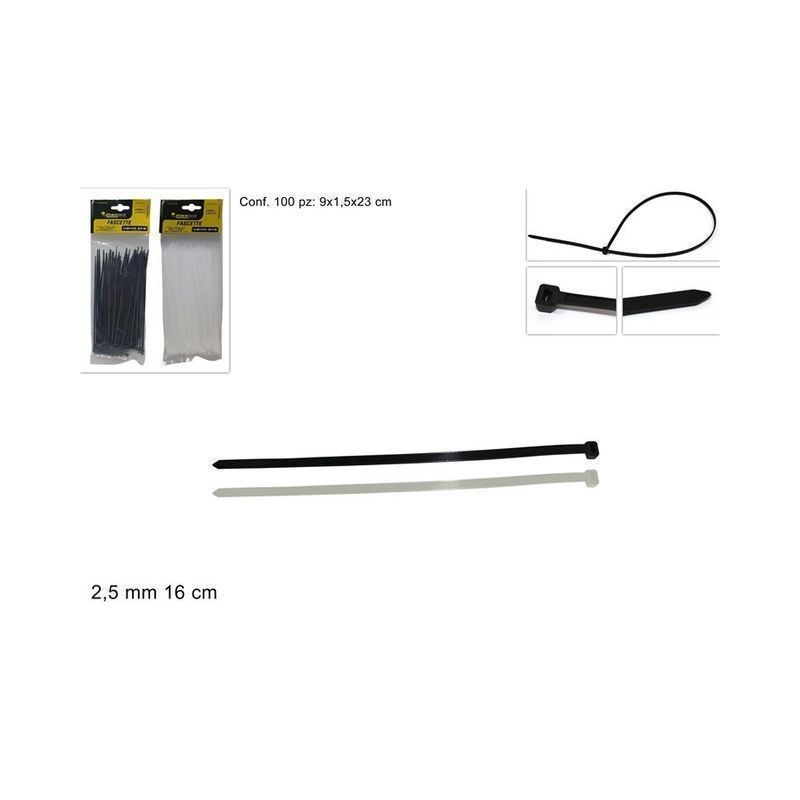 FASCETTE 100PZ 2,5mmX16CM 2COL EAN 8034048622650 INGROSSO CORDE E FASCETTE