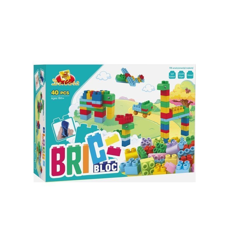 SET 40PZ BLOCCHI MORBIDI IN BOX C/MANIGL EAN 8009549373875 INGROSSO GIOCHI COSTRUZIONI ECONOMICI