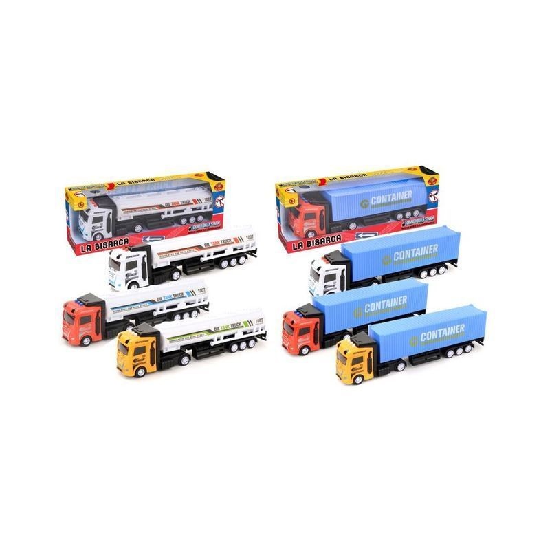 CAMION CISTERNA + CONTAINER LUCI SUONI EAN 8009549374476 INGROSSO MODELLINI AUTO LUCI E SUONI