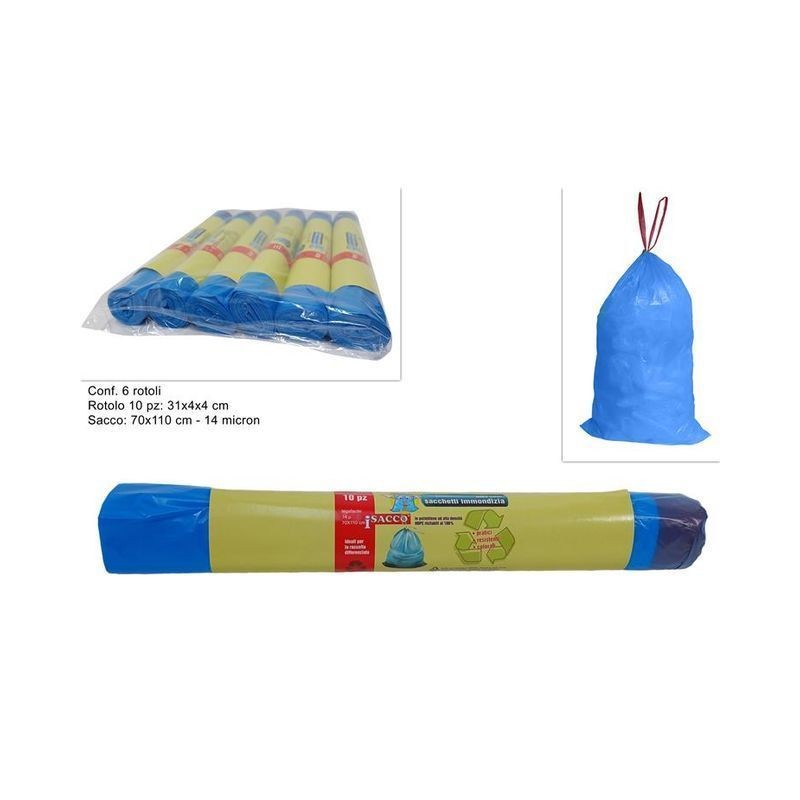 SACCHI RIFIUTI LEGAFACILE 70X110 BLU EAN 8034048634400 INGROSSO SACCHI SPAZZATURA