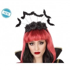 INGROSSO HALLOWEEN CERCHIETTO CON ROSE NERE E PIPISTRELLI 8422259576914 ARTICOLI HALLOWEEN CAPPELLI E CERCHIETTI HALLOWEEN