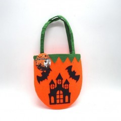 INGROSSO HALLOWEEM BORSETTA PANNO ARANCIO/VERDE 20X18X35CM 8021029764263 ARTICOLI HALLOWEEN ZUCCHE HALLOWEEN E PORTA DOLCETTI