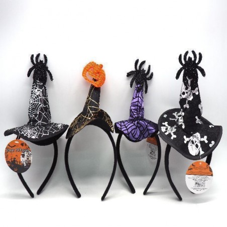 CERCHIETTO C/CAPPELLO STREGA H25/D14CM EAN 8021029765376 INGROSSO CAPPELLI E CERCHIETTI HALLOWEEN