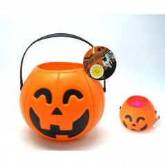 INGROSSO HALLOWEEM ZUCCA A SECCHIELLO PL. C/LUCE H14/D16CM 8021029769008 ARTICOLI HALLOWEEN ZUCCHE HALLOWEEN E PORTA DOLCETTI