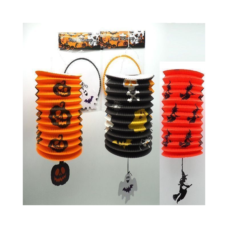 LANTERNA CARTA + PENDENTE H25XD15CM HALL EAN 8021029797988 INGROSSO CANDELE HALLOWEEN