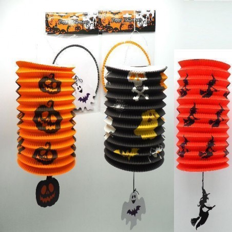 INGROSSO LANTERNA CARTA + PENDENTE H25XD15CM HALL 8021029797988 ACCESSORI HALLOWEEN CANDELE HALLOWEEN