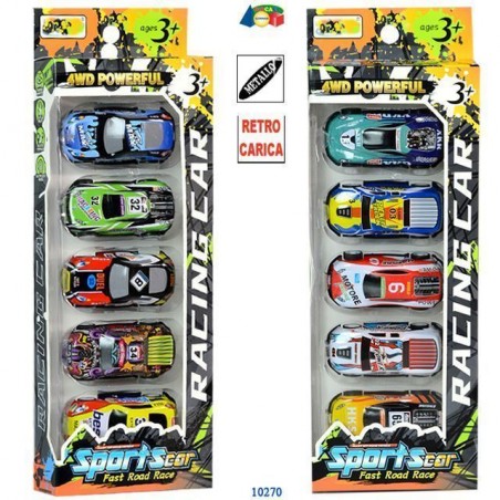 CONF. 5 AUTO METALLO RETROC. ASS EAN 8057438020119 INGROSSO MODELLINI AUTO A FRIZIONE