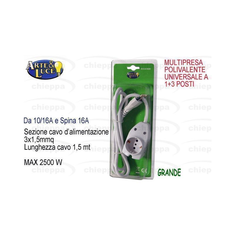 PROLUNGA 1,5+PRESA 4I EAN 8026758070340 INGROSSO SPINE E CIABATTE