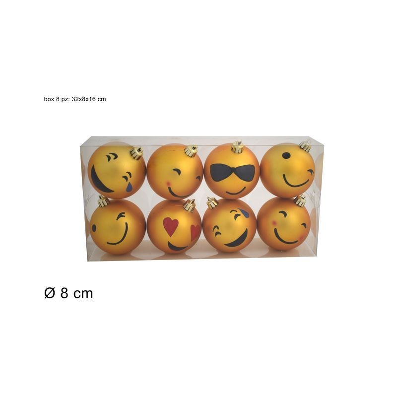 PALLINE 8CM 8PZ C/FACCINE ASS IN BOX PVC EAN 8053482106137 INGROSSO PALLINE DI NATALE E PUNTALI