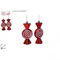INGROSSO ARTICOLI DI NATALE APPENDINI CARAMELLA 2PZ ROSSO 8053482188799 ADDOBBI ALBERO NATALE APPENDINI NATALIZI