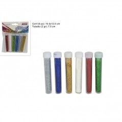 INGROSSO ARTICOLI DI NATALE TUBETTI GLITTER 2GR 6PZ 6COLORI 7