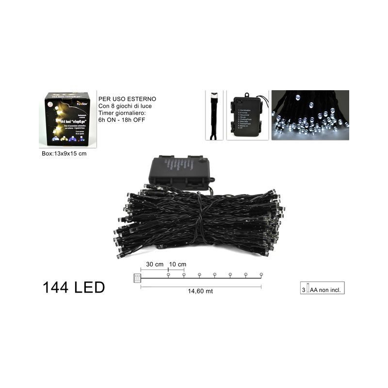 LUCI 144LED BATTERIE 8GIOCHI B.FREDDO EAN 8033113625824 INGROSSO LUCI NATALIZIE