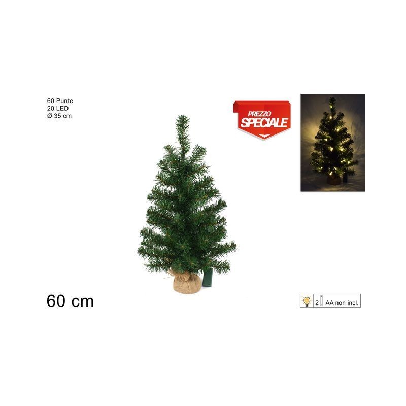 ALBERO 60CM 60 PUNTE 20 LUCI LED CALDO B EAN 8033113737954 INGROSSO ALBERI DI NATALE