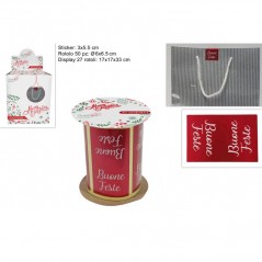 INGROSSO ARTICOLI DI NATALE ROTOLO 50 STICKER BUONE FESTE ROSSO 8053482160054 ARTICOLI NATALIZI PER CONFEZIONI BUSTE E CARTA REG