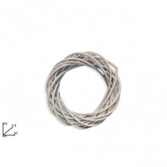 INGROSSO ARTICOLI DI NATALE ANELLO LEGNO INTRECCIATO BIANCO D20X4