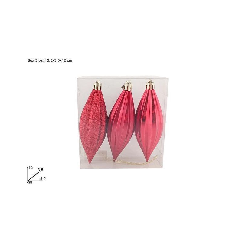 APPENDINI GOCCIA 12CM SET 3PZ ROSSO EAN 8053482270579 INGROSSO PALLINE DI NATALE E PUNTALI