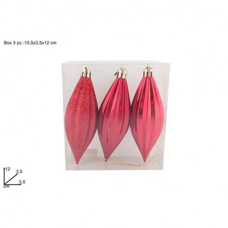 APPENDINI GOCCIA 12CM SET 3PZ ROSSO EAN 8053482270579 INGROSSO PALLINE DI NATALE E PUNTALI