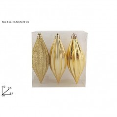 INGROSSO ARTICOLI DI NATALE APPENDINI GOCCIA 12CM SET 3PZ ORO 8053482270586 ADDOBBI ALBERO NATALE PALLINE DI NATALE E PUNTALI