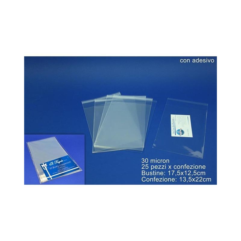 BUSTINE TRASPARENTI 25PZ 17,5X12,5 C/AD. EAN 8034048058695 INGROSSO BUSTE TRASPARENTI